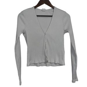 H&M Beige Ribbed Cardigan Sweater